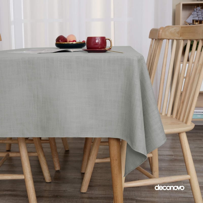 Tablecloth Solid Faux Linen Water Resistant Table Cover