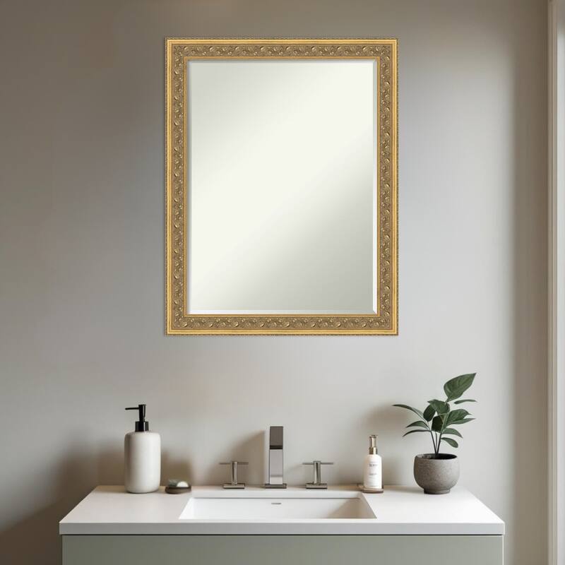 Carter Half-Inch-Bevel Framed Bathroom Vanity Wall Mirror - Carter Dark Gold - 22 x 28 in