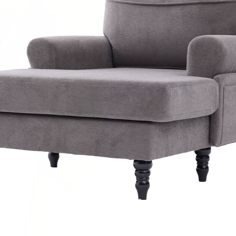 Modern Minimalist Chenille Fabric Chaise Lounge Recliner Single Sofa Living Room Bedroom