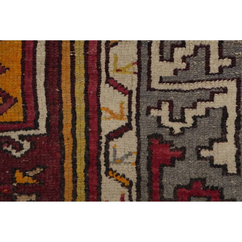 Hand Knotted Oriental 100% Wool Carpet Transitional Geometric Red Anatolian Area Rug - 6' 5'' X 4' 1''
