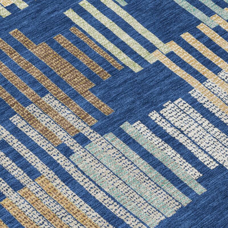 Machine Washable Indoor/ Outdoor Modern Pines Chantille Rug