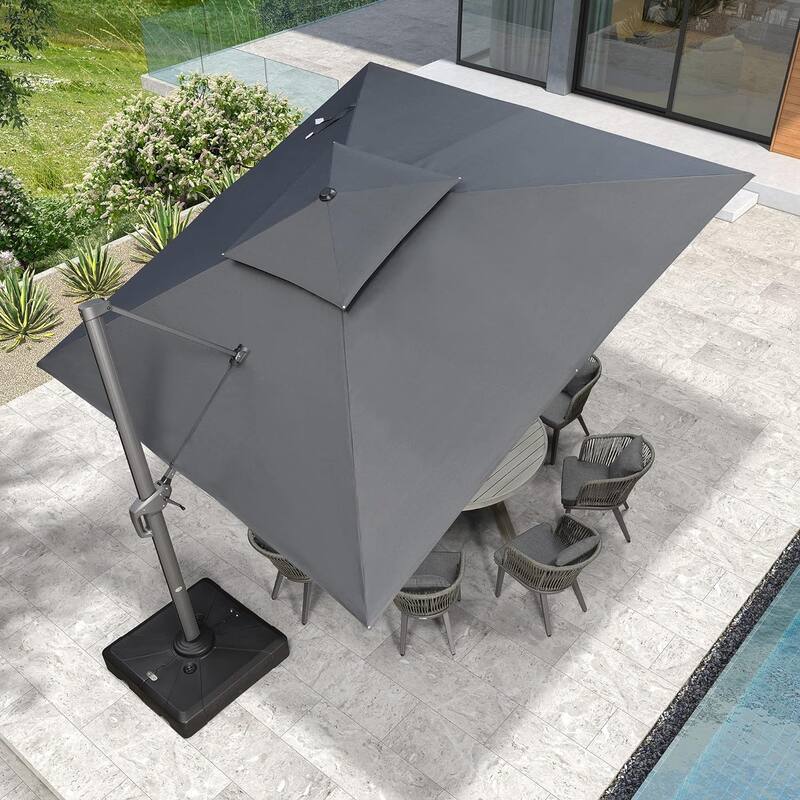 PURPLE LEAF Double Top Stylish Patio Cantilever Umbrella