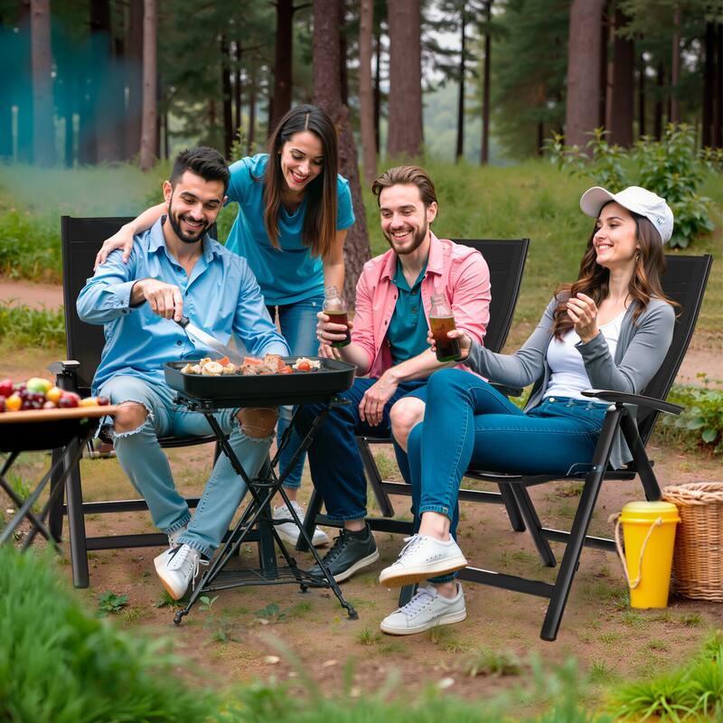 Pellebant Patio Folding Chairs Camping Deck Garden Aluminum Dining Chair - 23.6 in W * 16.9 in D * 42.1 in H