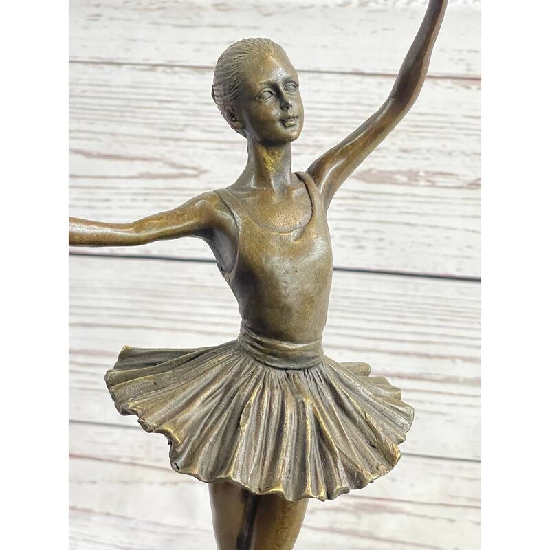 Fourth Position Ballet Dancer Ballerina Bronze Sculpture Statue On Marble Base