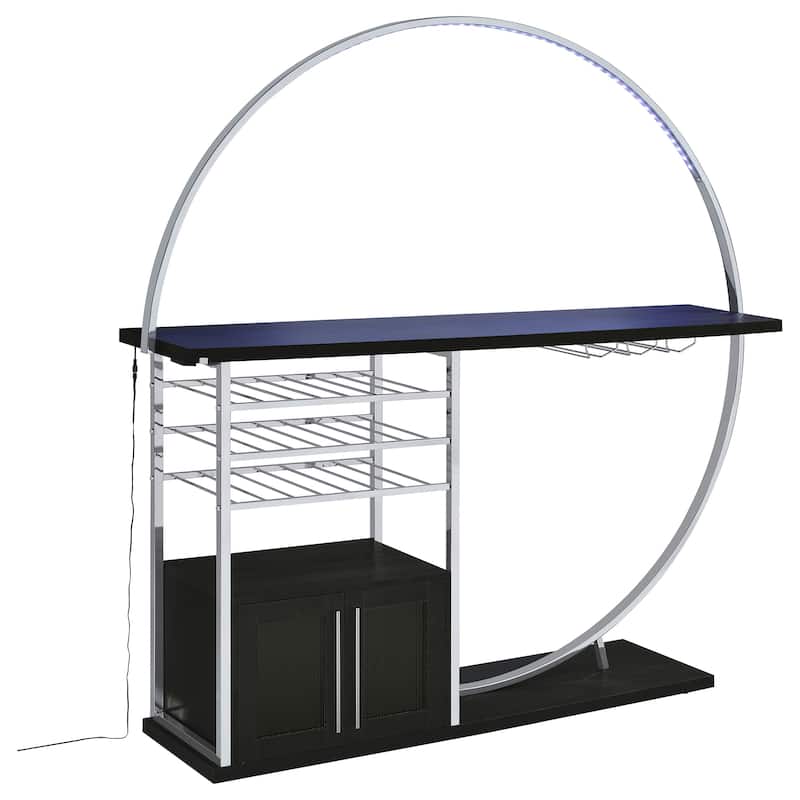 Risley 2-door Circular LED Home Bar with Wine Storage