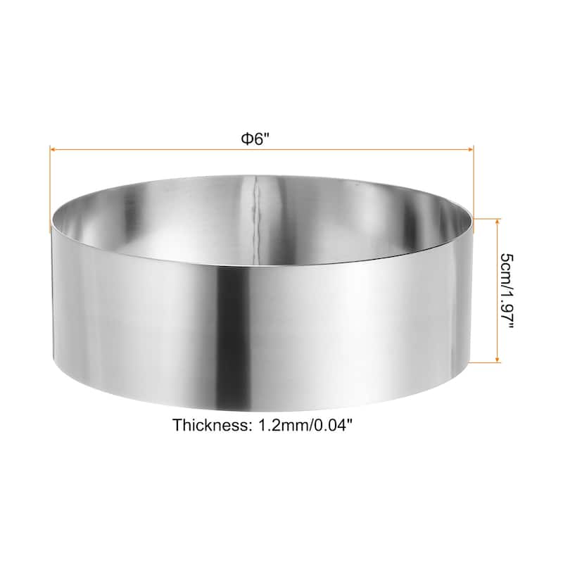 2PCS Round Cake Ring Stainless Steel Pastry Mousse Dessert Ring - 6 x 2 Inch