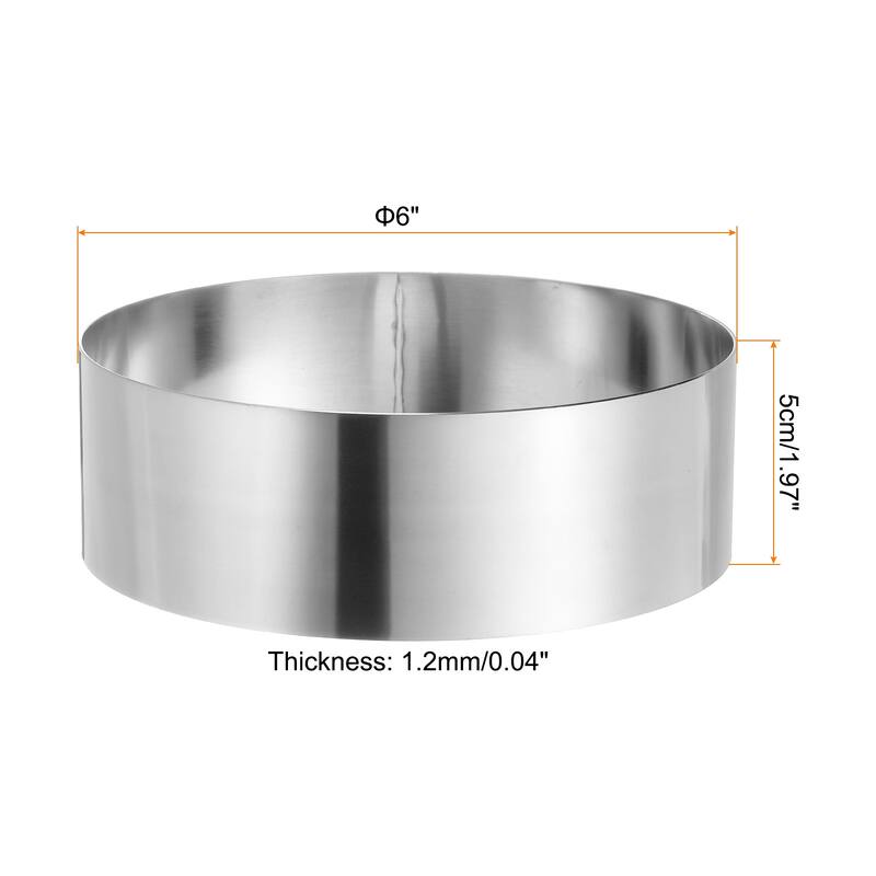4PCS Round Cake Ring Stainless Steel Pastry Mousse Dessert Ring - 6 x 2 Inch