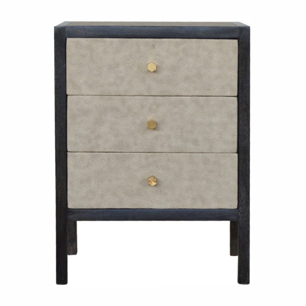 Artisan Furniture Solid Wood, Faux Leather Nightstand