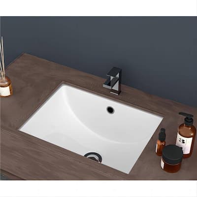 Dornberg 18.5"x14" White Ceramic Rectangular Undermount Bathroom Sink with Overflow