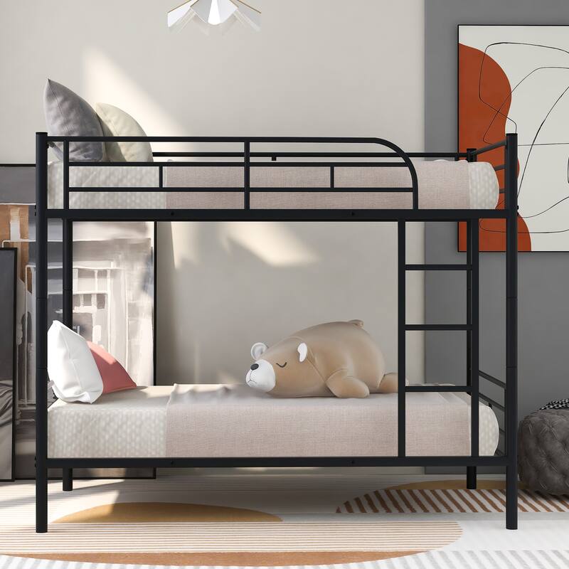 Iron Bunk Bed with Guardrails, Convertible