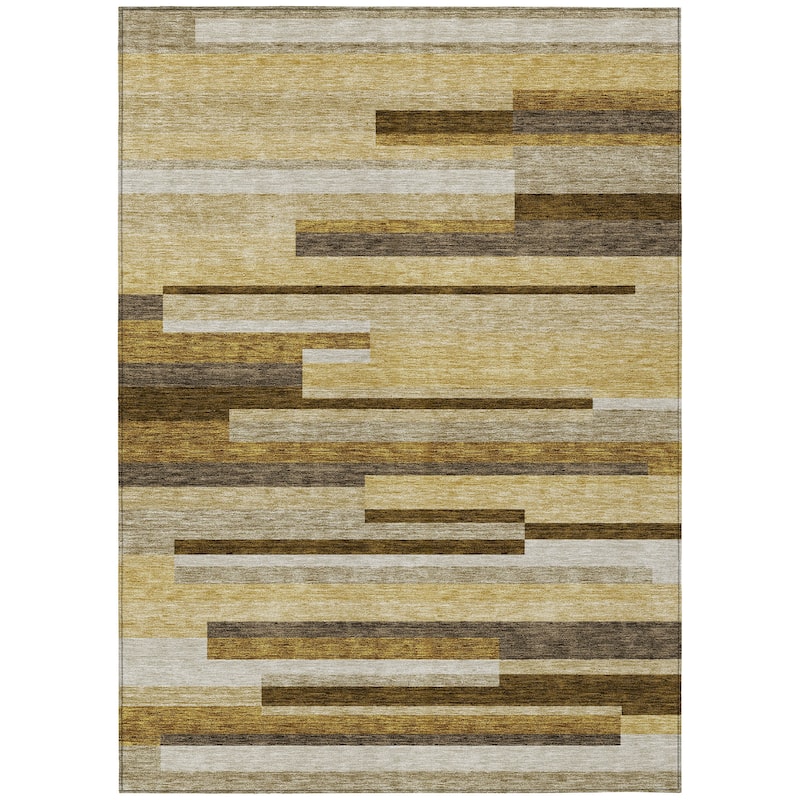 Machine Washable Indoor/ Outdoor Chantille Contempory Stripes Rug
