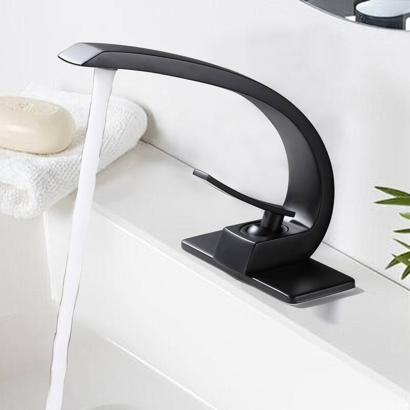 7.7"H Solid Brass Single-Handle Bathroom Sink Faucet with Drain Assembly (Deck plate included)