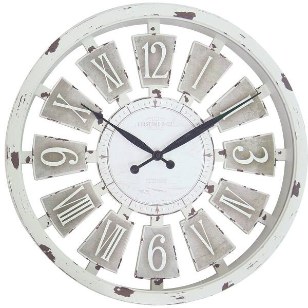Shop Firstime Co Antique Farmhouse Plaques Wall Clock American Crafted Antique White Plastic 20 X 2 X 20 In 20 X 2 X 20 In Overstock 22735867