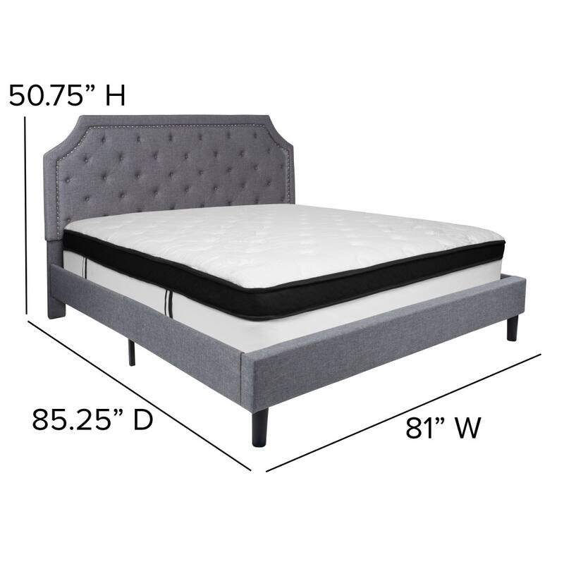 Arched Tufted Platform Bed and Memory Foam Pocket Spring Mattress