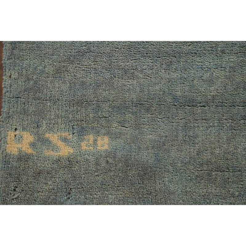 Blue Modern Gabbeh Oriental Foyer Rug Hand-Knotted Wool Carpet - 3'4"x 4'10"