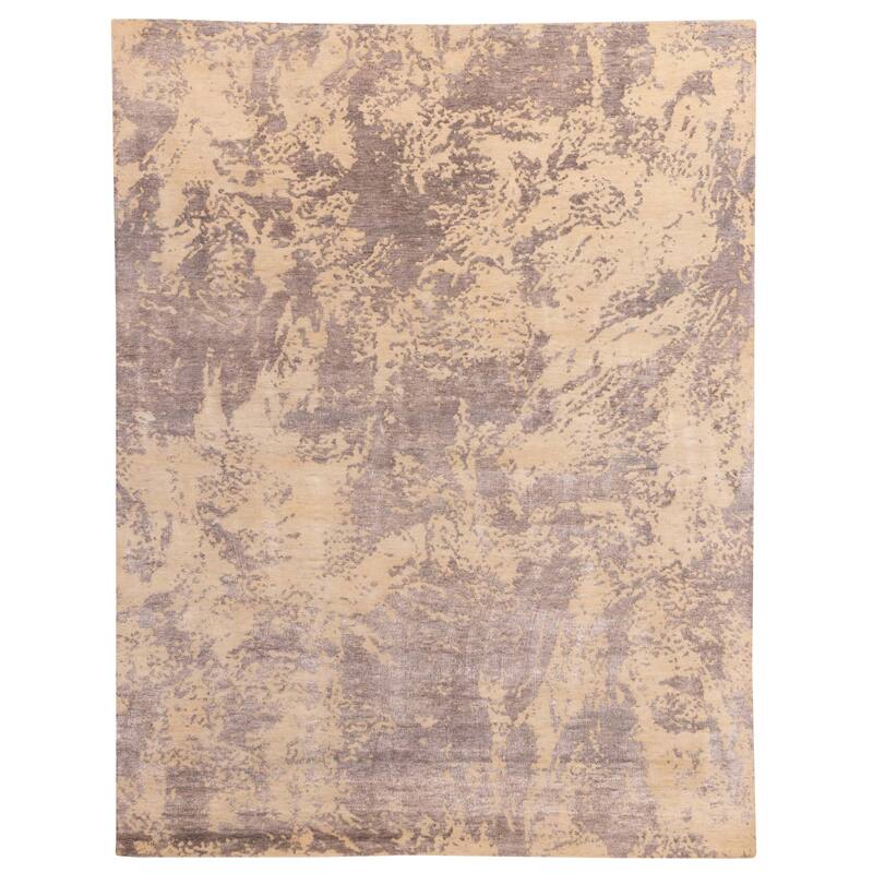 ECARPETGALLERY Hand-knotted Legacy Cream, Dark Grey Silk, Wool Rug - 8'0 x 10'2