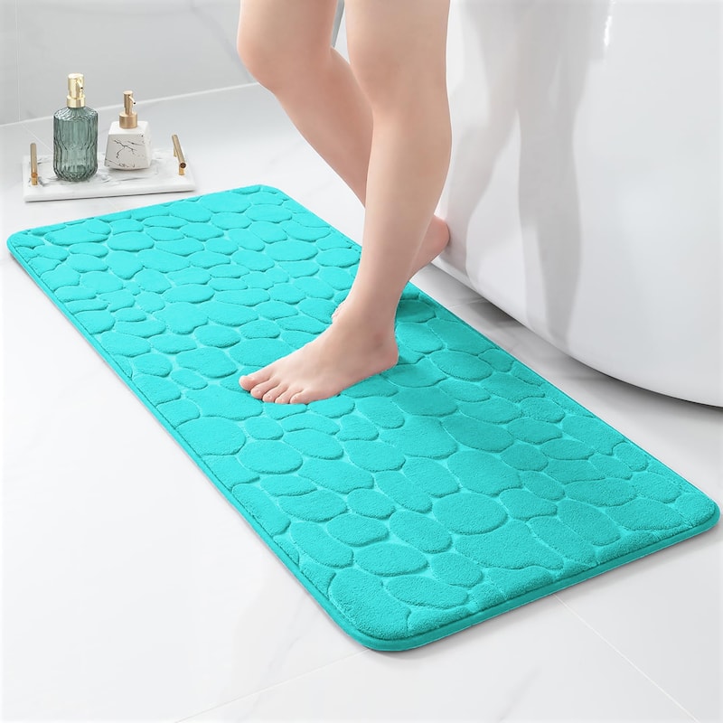 Memory Foam Runner Bath Mat Pebble Design 48x18