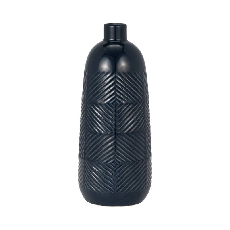 Sagebrook Home Ceramic Cylinder Textured Lines Vase