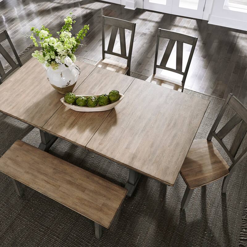 Lindsey Farm Gray and Sandstone Trestle Table - Grey