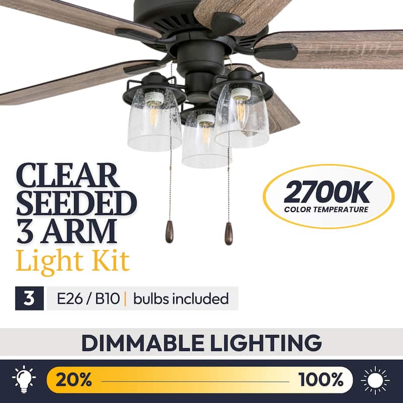 52" Prominence Home Briarcrest Bronze Farmhouse LED Ceiling Fan with Light, Pull Chain