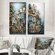 preview thumbnail 1 of 4, Designart "Fishing Village Modern Collage II" Coastal Windows Canvas Set Of 2 - Nautical & Coastal Wall Art 2 Pieces