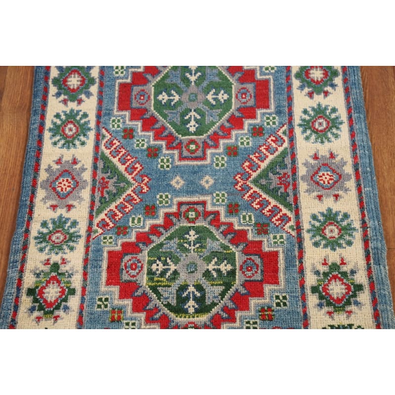 Blue Kazak Oriental Foyer Rug Handmade Wool Carpet - 2'0" x 3'0"