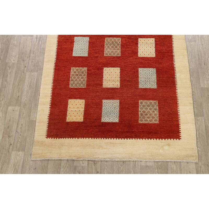 Geometric Modern Gabbeh Kashkoli Oriental Area Rug Wool Handmade - 6'0" x 7'7"