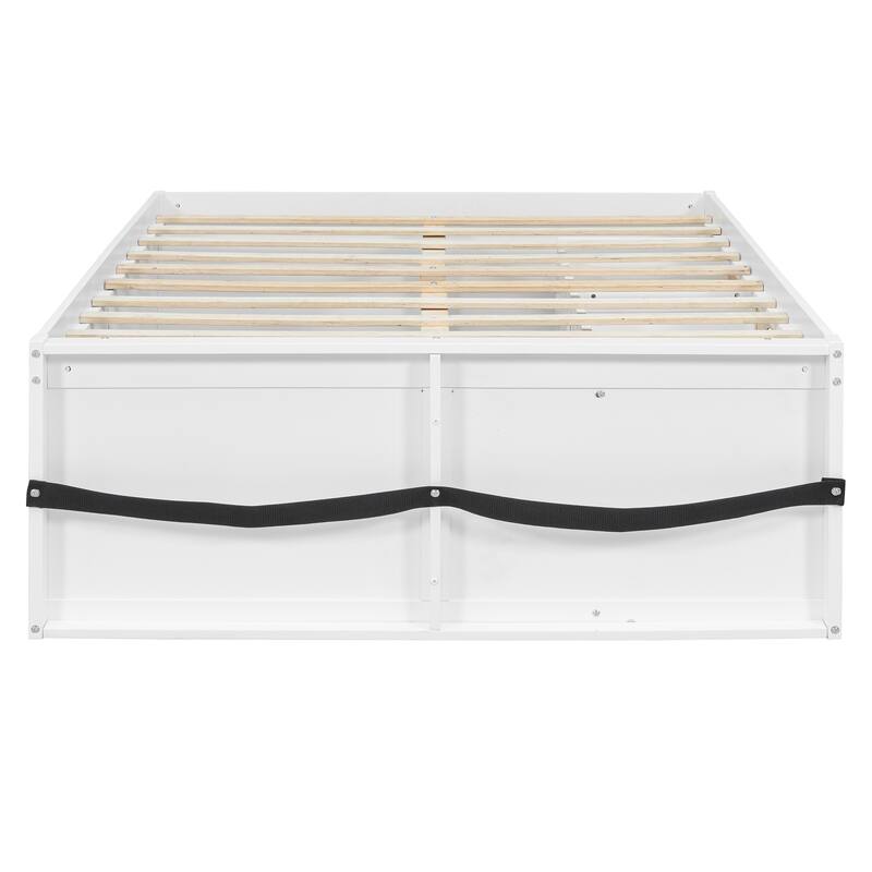 Wooden Platform Bed with Footboard Bookshelf, LED Display Cabinet and Drawer Storage by Harper&Bright Designs