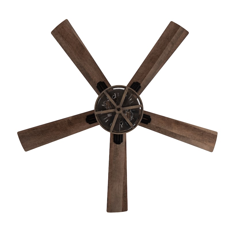 52" Farmhouse Style WiFi Smart Enabled Ceiling Fan, Bulbs Included - 52" x 52" x 14"/19"