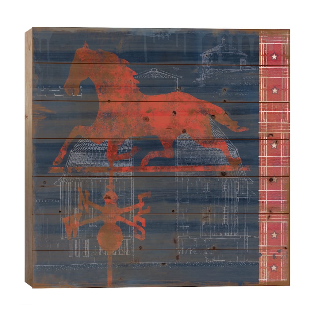 Horse Vane Print On Wood by Carol Robinson - Multi-Color