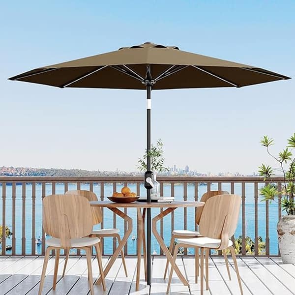 9ft patio umbrella in taupe 9FT Patio Umbrella Crank Lift Push Button Tilt Taupe - Bed Bath & Beyond