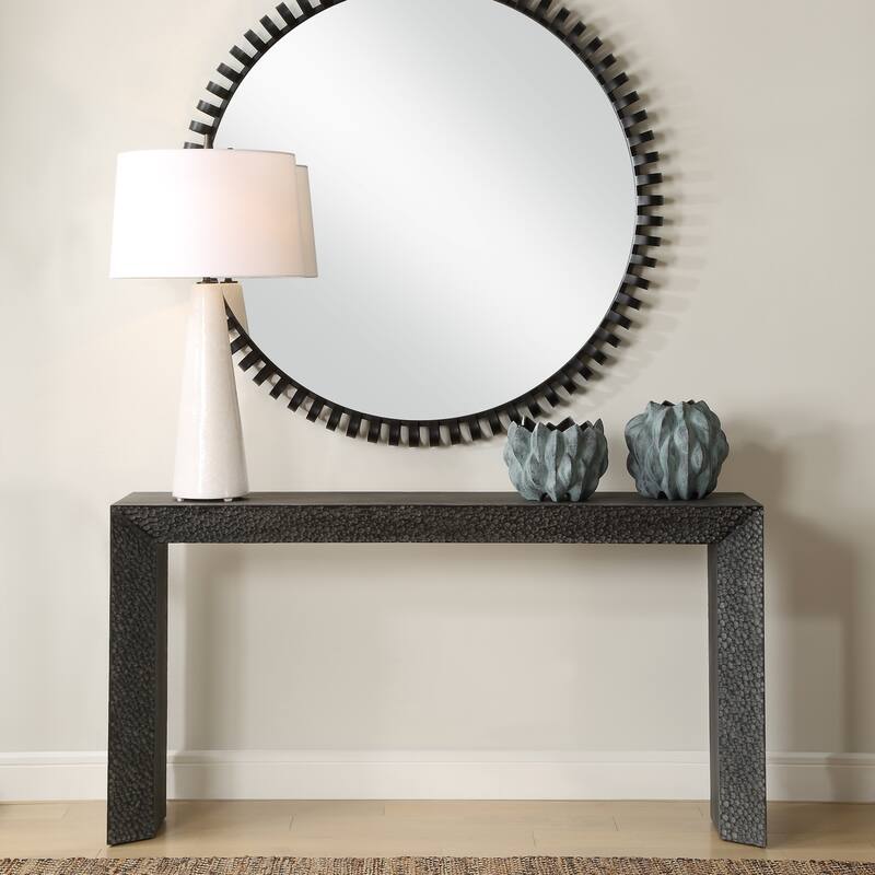 Chiseled Console Sofa Table - 61.75" - Ebony Brown