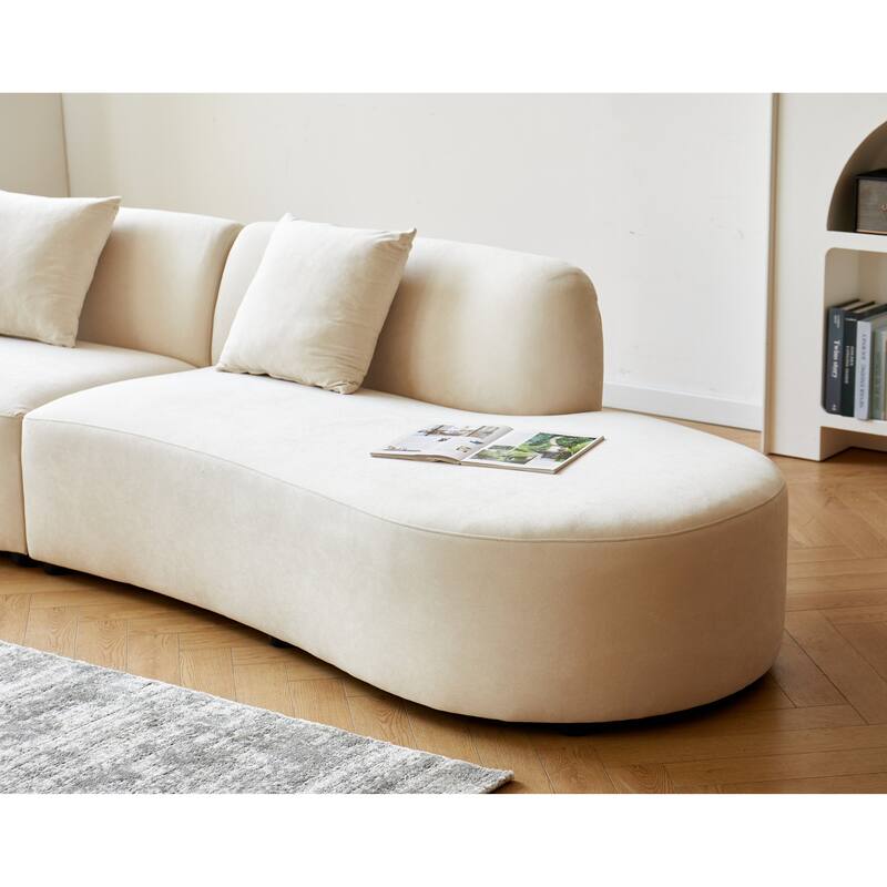 132.3 inch Large Size Elegant Half Moon Design Curved 6-Seat Sofa with High-Density Foam Filled