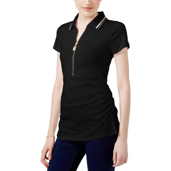 michael michael kors short sleeve ruched polo top