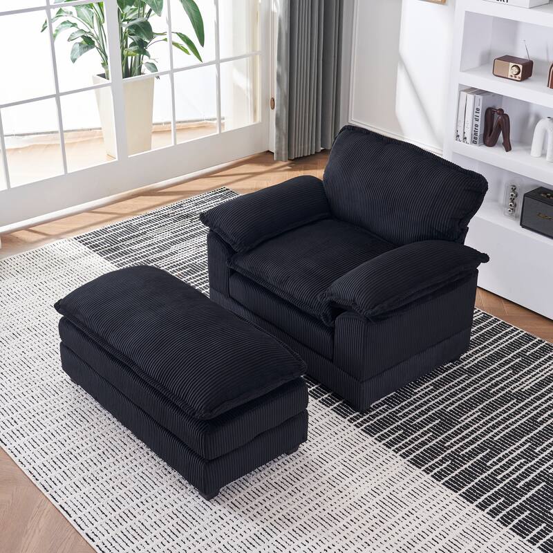 Corduroy Single Sofa With 2 Pillows