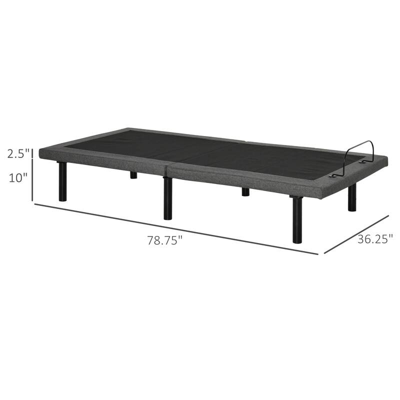 HOMCOM Ergonomic 35" x 79" Adjustable Bed Base, Zero Gravity Base for Stress Management w/Head and Foot Incline Grey