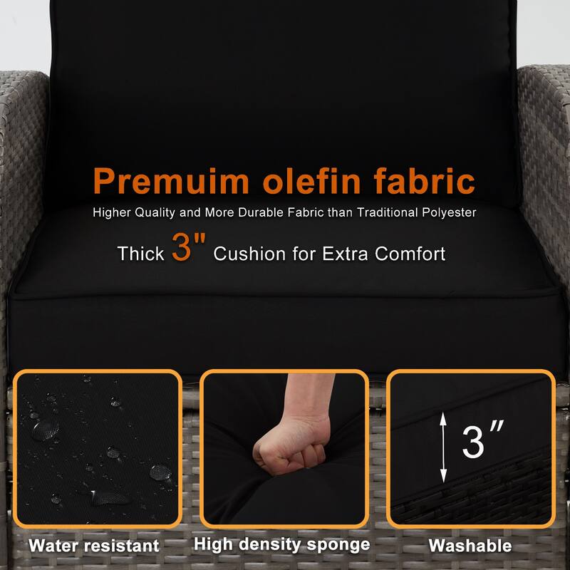 6-Piece Rattan Patio Set with Fire Pit Table, Outdoor Conversation Set with Cushions, Weather-Resistant Sofa Sectional