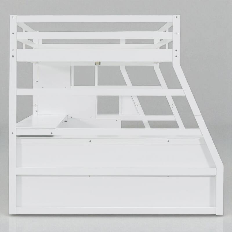 Twin/Full Loft Bed with 7 Drawers, 2 Shelves, and Built-in Desk for Bedroom Organization