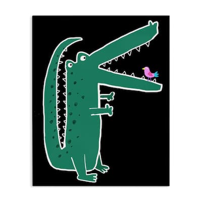 Stupell Alligator & Bird on Black Canvas Wall Art Design By Carla Daly