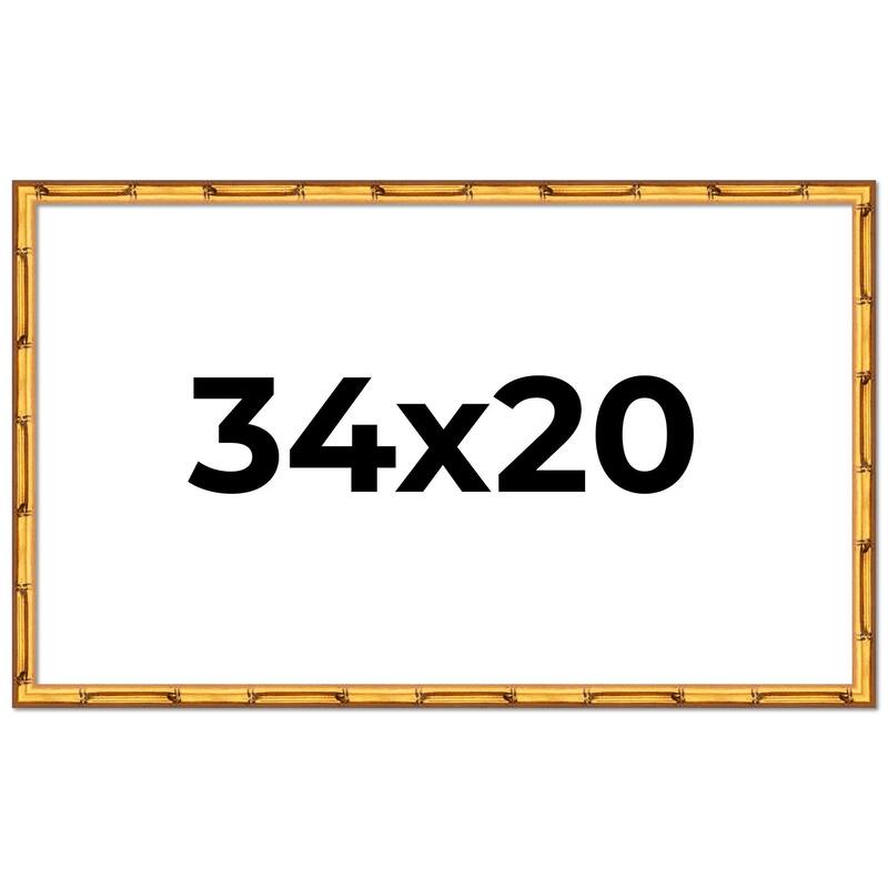 34x20 Frame Gold Bamboo Picture Frame Modern Photo Frame Includes UV Acrylic Shatter Guard Front Acid Free Foam Backing Board