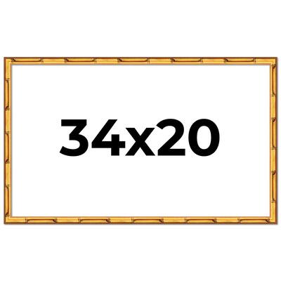 34x20 Frame Gold Bamboo Picture Frame Modern Photo Frame Includes UV Acrylic Shatter Guard Front Acid Free Foam Backing Board