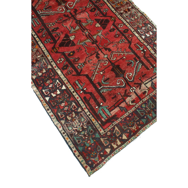 Fine Vintage Distressed Ramon Red/Brown Runner - 3'2" x 9'10"