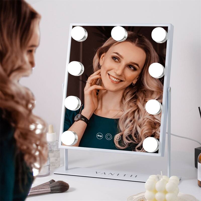 VANITII Hollywood Vanity Makeup Mirror 9 LED Bulbs 360 Rotation Smart Touch White