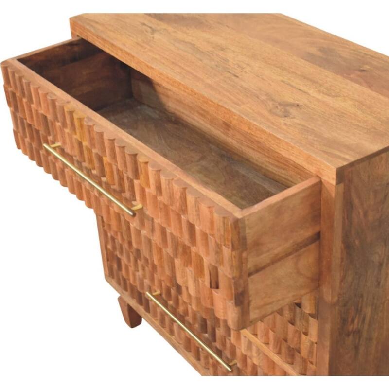 Artisan Furniture Solid Wood Arno Chest – Teak, Beige,3-Drawers