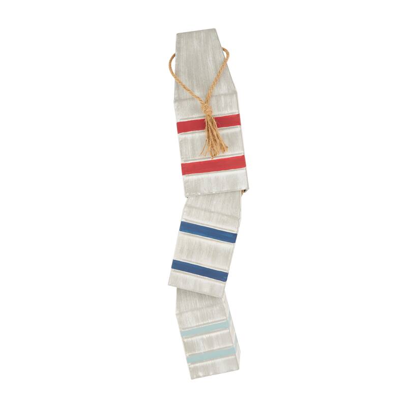 Gray or White Metal Striped Buoy Sculpture with Rope Handles (Set of 3)
