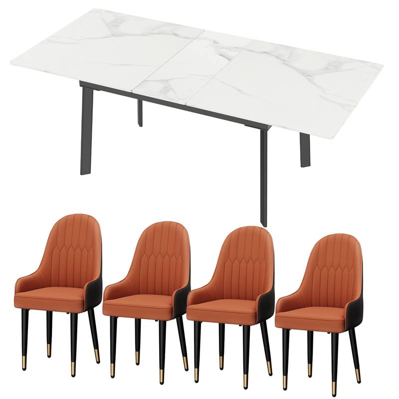 Sintered Stone Top Extendable Table and Chairs Dining Set