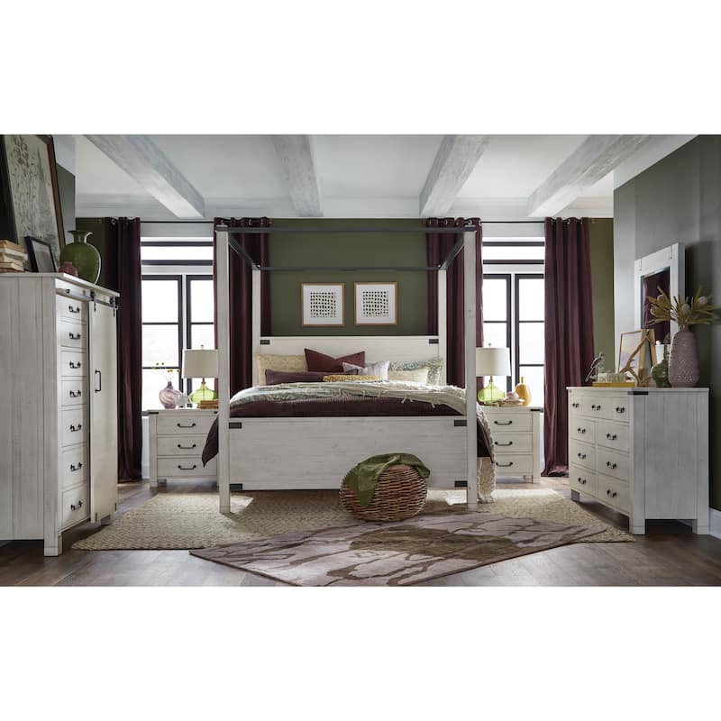 Magnussen Home Chesters Mill Alabaster Drawer Dresser with Portrait Mirror