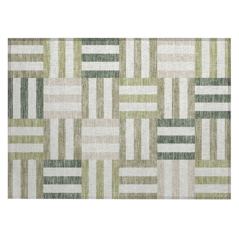 Machine Washable Indoor/ Outdoor Modern Hatch Chantille Rug