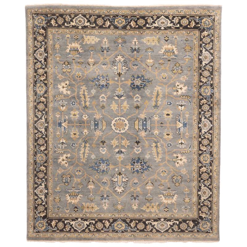 ECARPETGALLERY Hand-knotted Finest Agra Jaipur Grey Wool Rug - 7'9 x 9'7