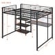 preview thumbnail 3 of 12, Contemporary Full Size Loft Bed with Desk and Whiteboard, Metal Loft Bed with 3 Shelves and Ladder, Maximized Space, Espresso